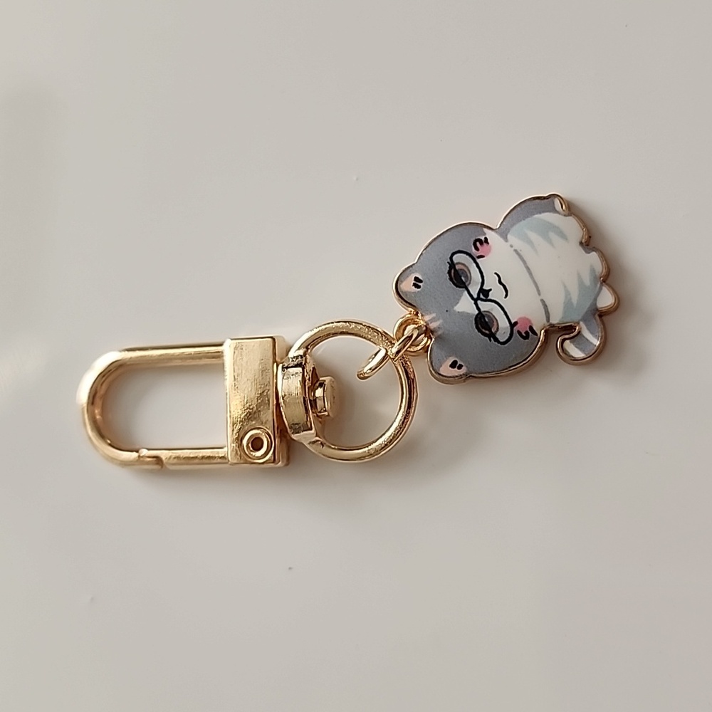 CAT  ZIPPER Pull -purse charm Or Charm bracelet Lobster claw clip closure